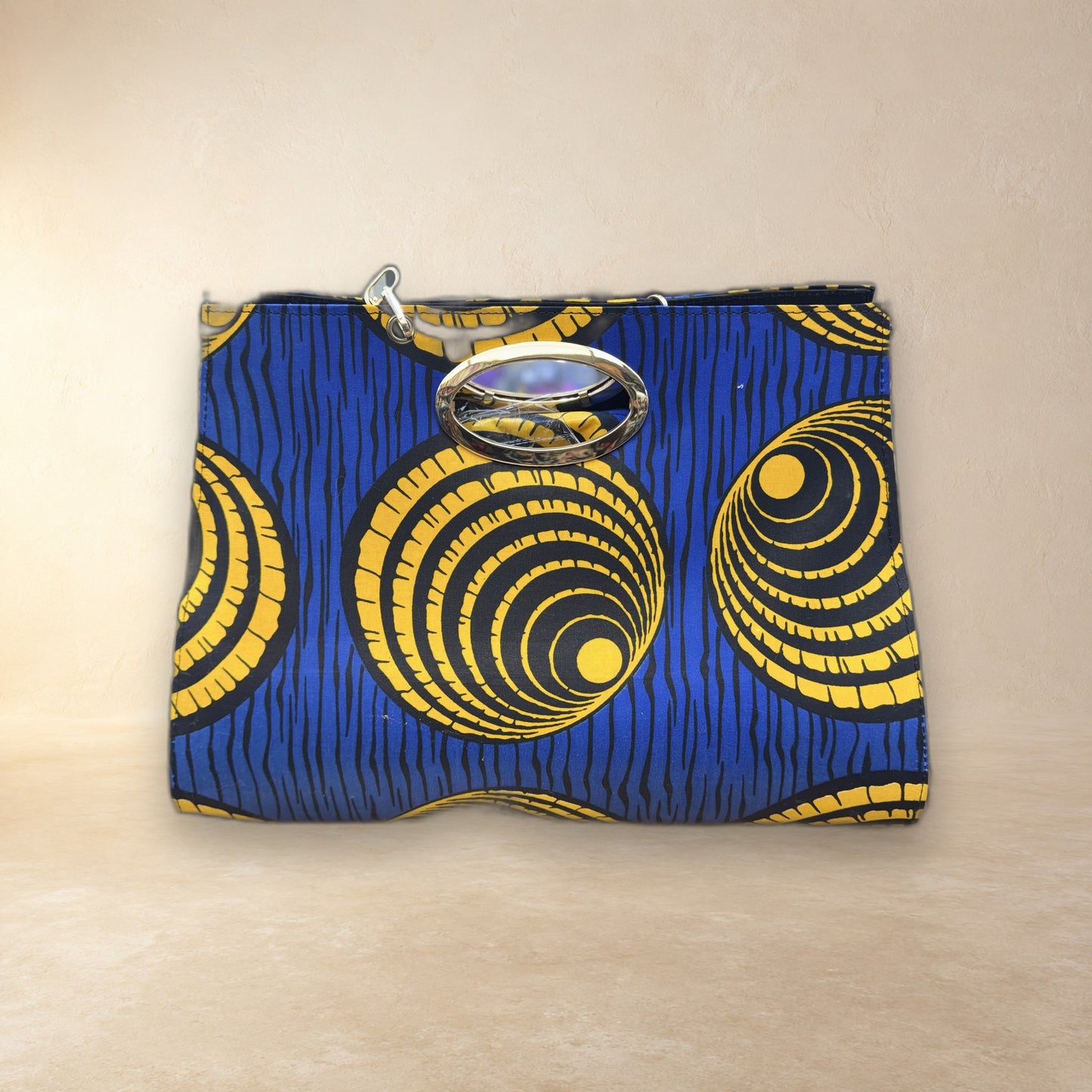 African Wax Print Oval Handle Clutch