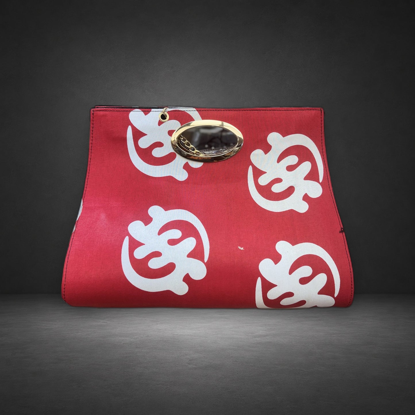 African Wax Print Oval Handle Clutch