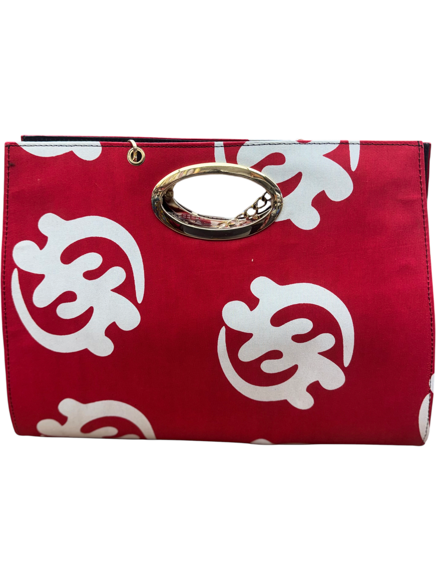 African Wax Print Oval Handle Clutch