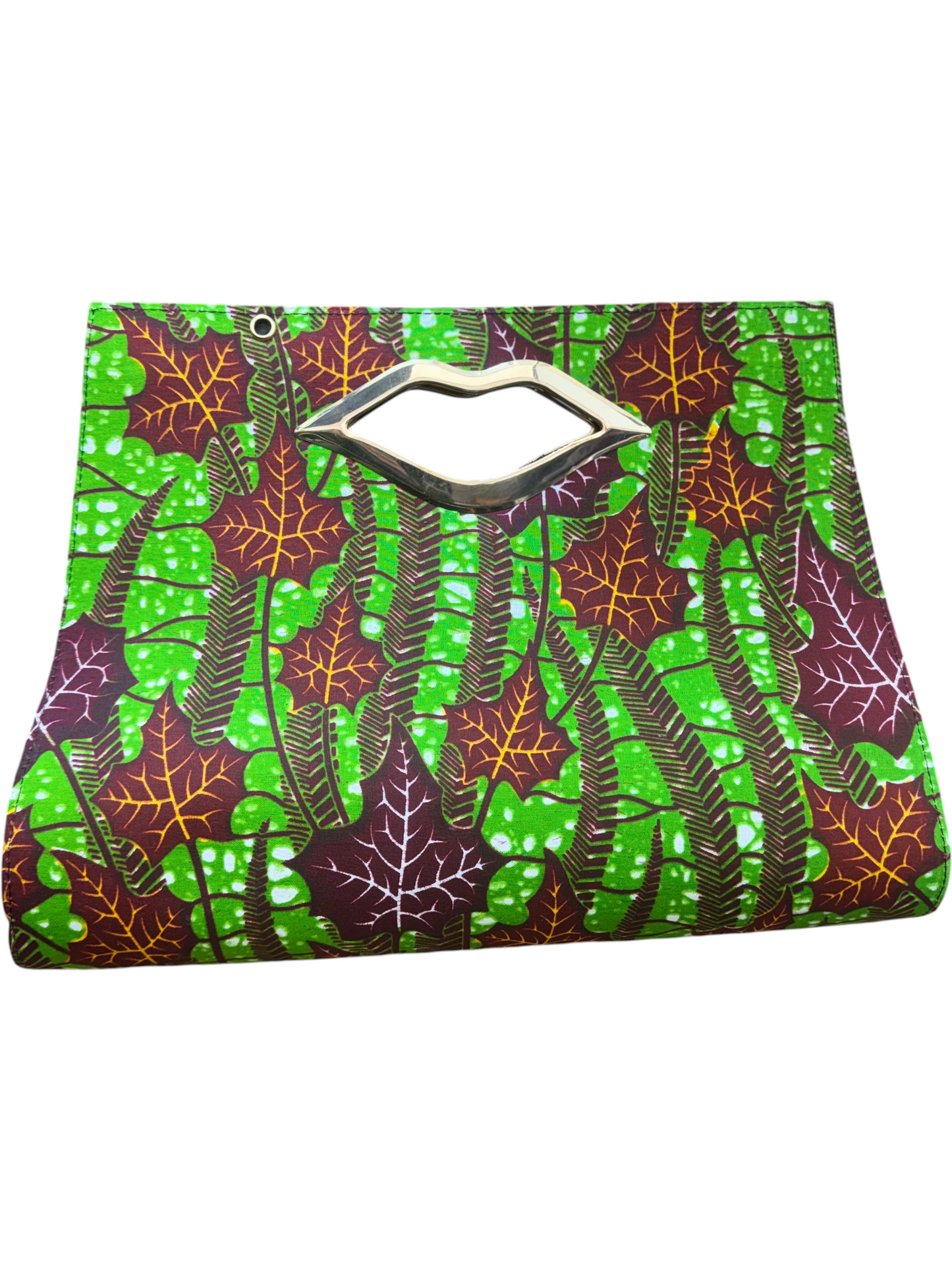 African Wax Print Oval Handle Clutch