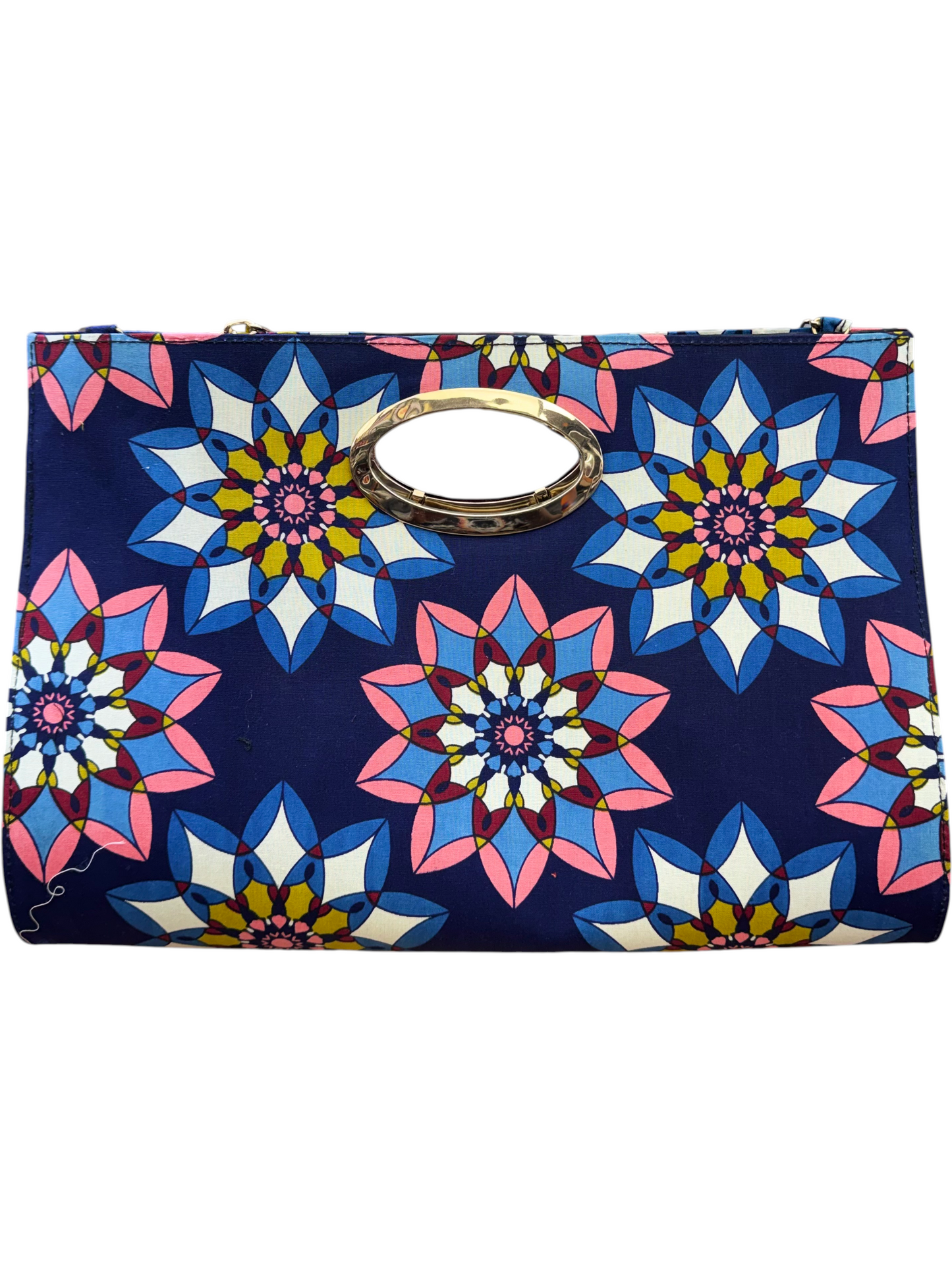 African Wax Print Oval Handle Clutch