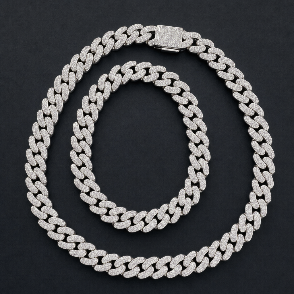 Silver Iced Cuban Set