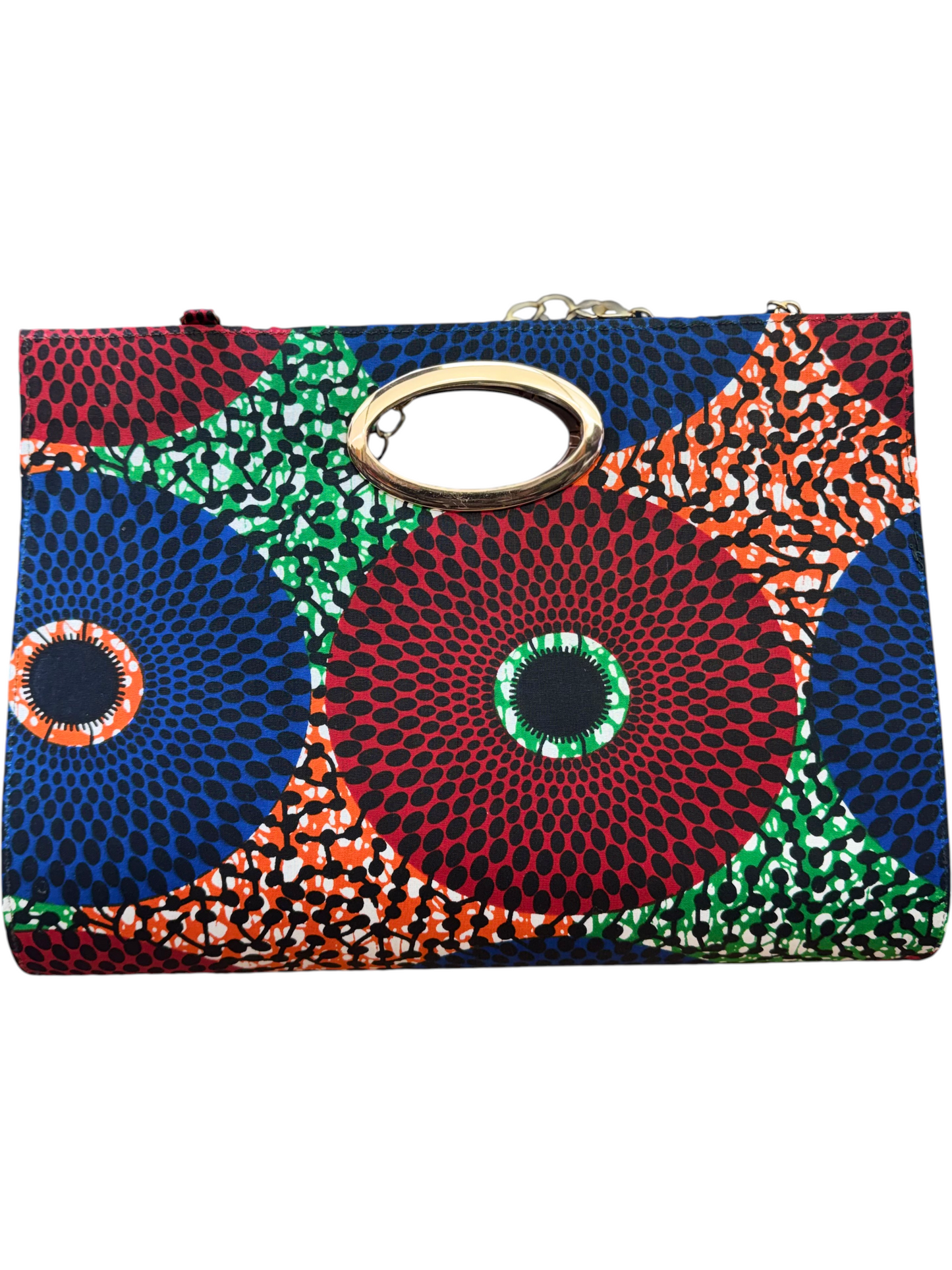 African Wax Print Oval Handle Clutch