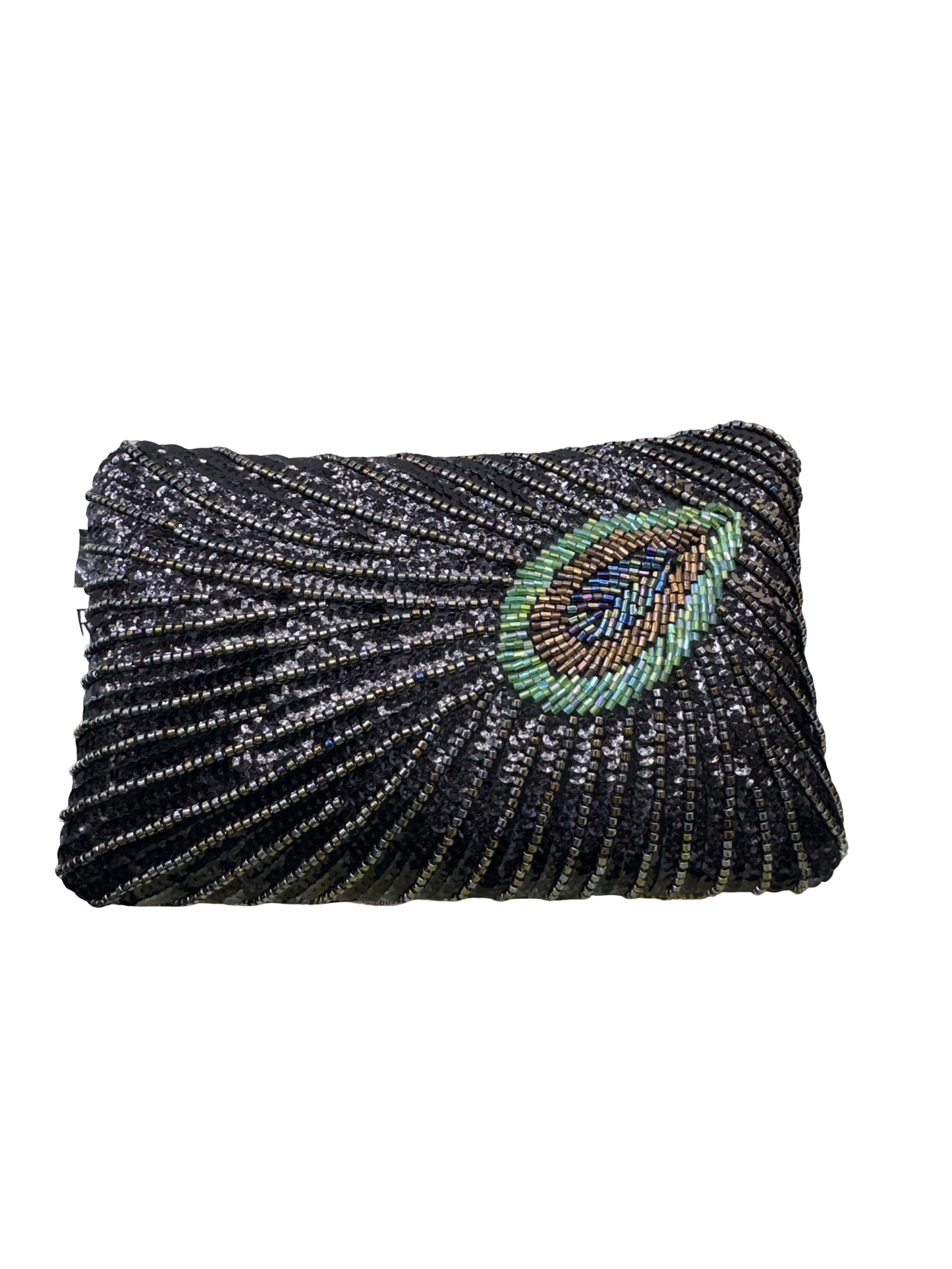 Peacock Feather Beaded Clutch