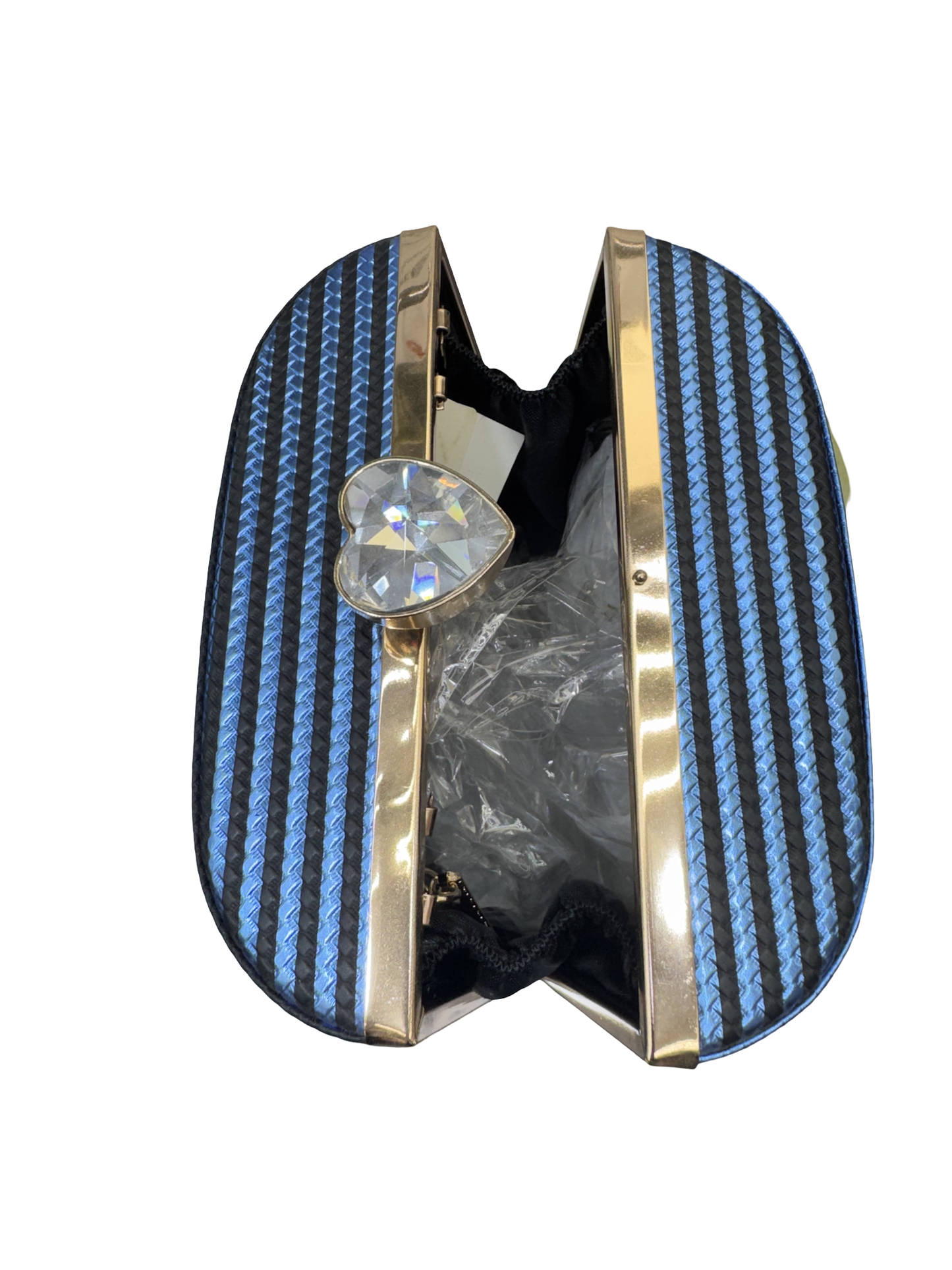 Crystal Heart Striped Clutch