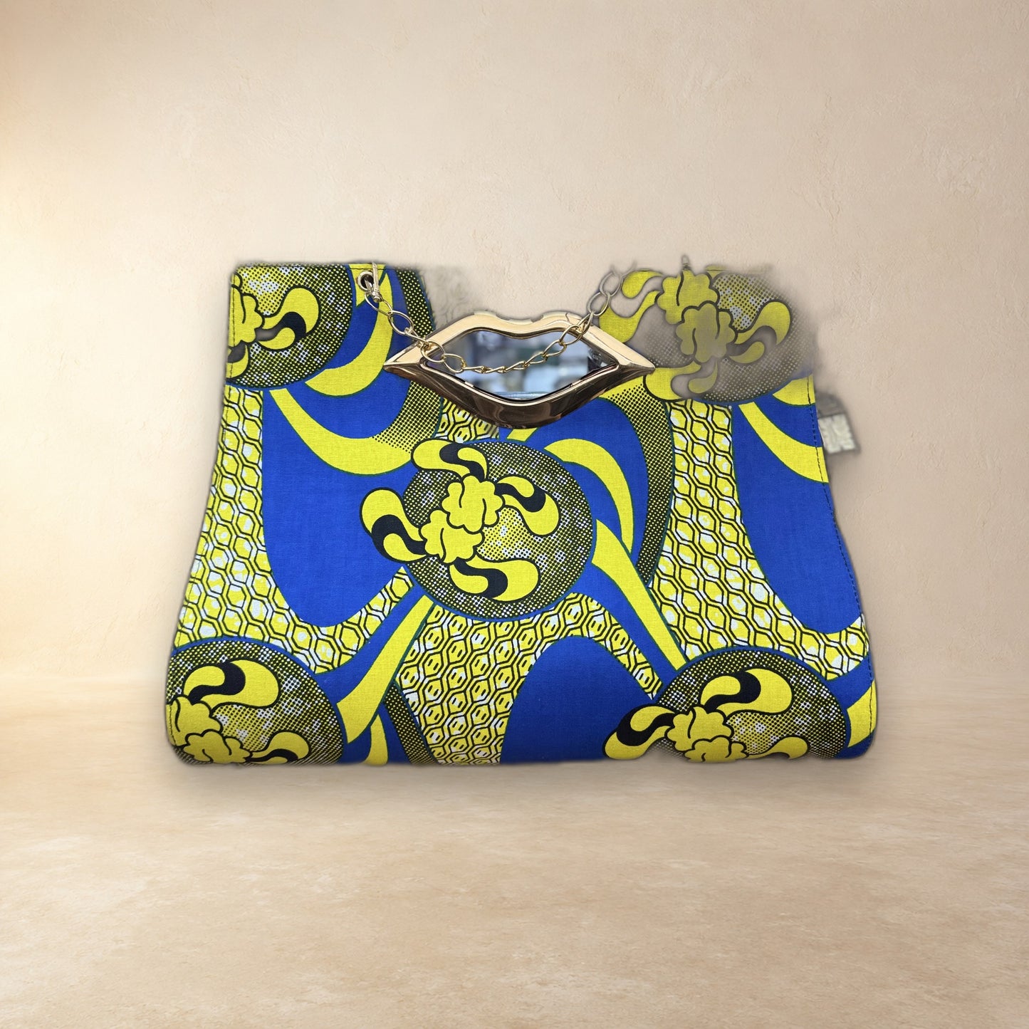 African Wax Print Oval Handle Clutch
