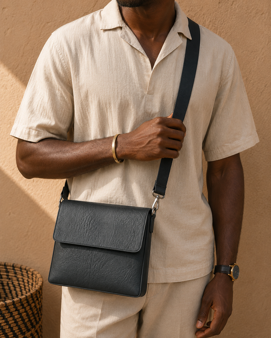 Black Vertical Crossbody Messenger