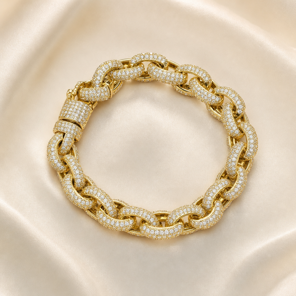 Rhinestone Chunky Chain Link Bracelet