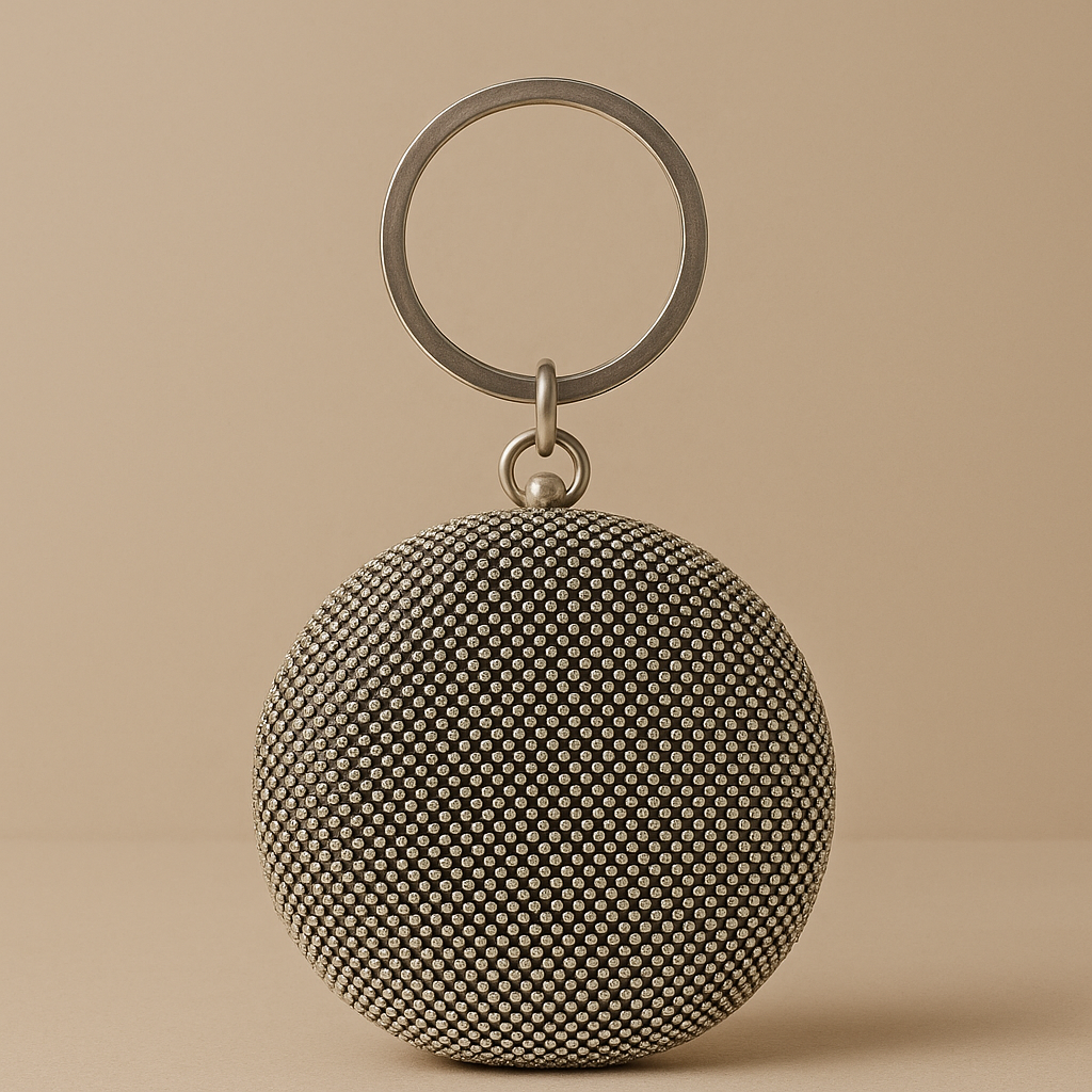 Crystal Sphere Round Clutch with Bangle Handle