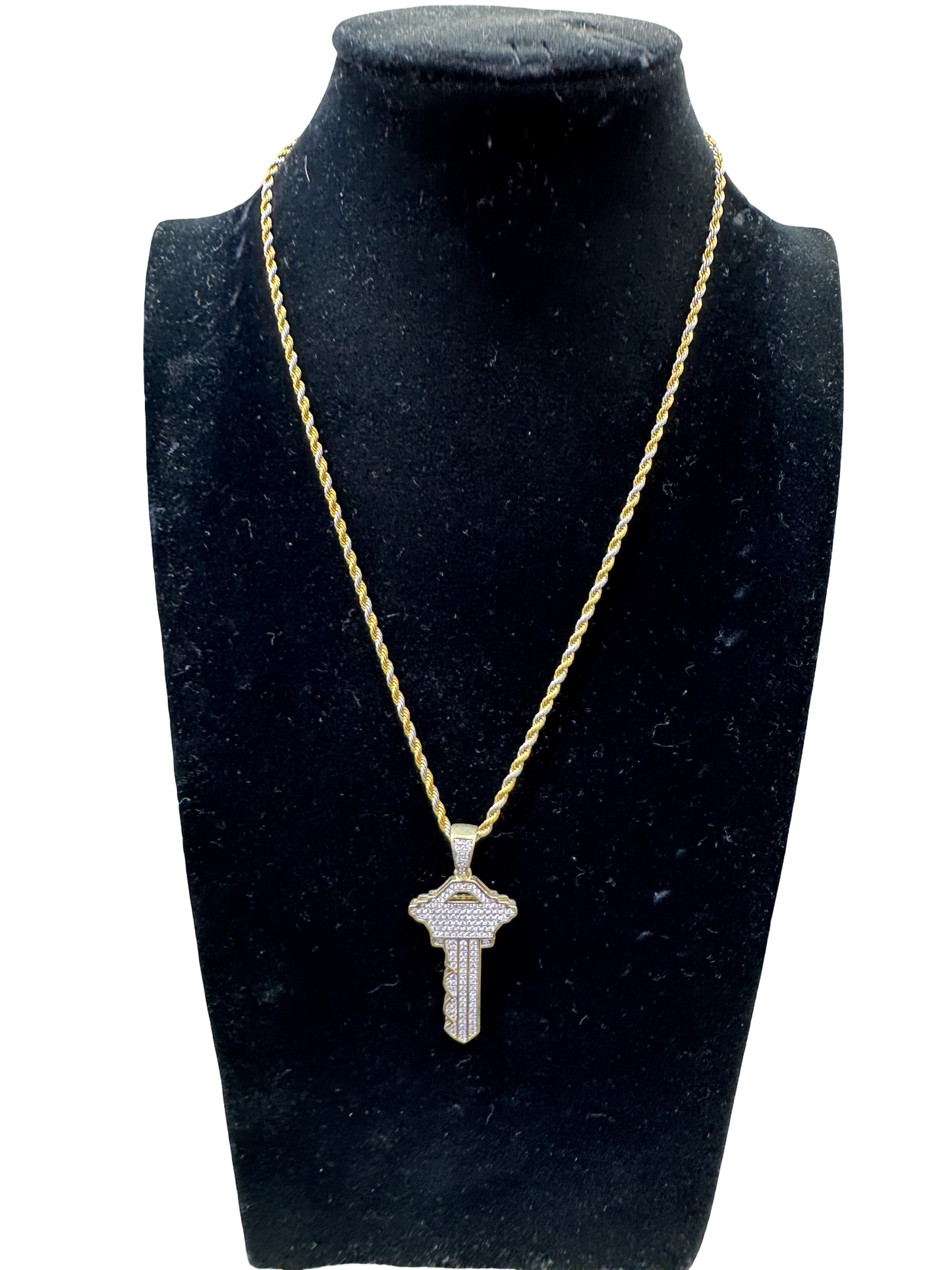 Iced Key Pendant Necklace