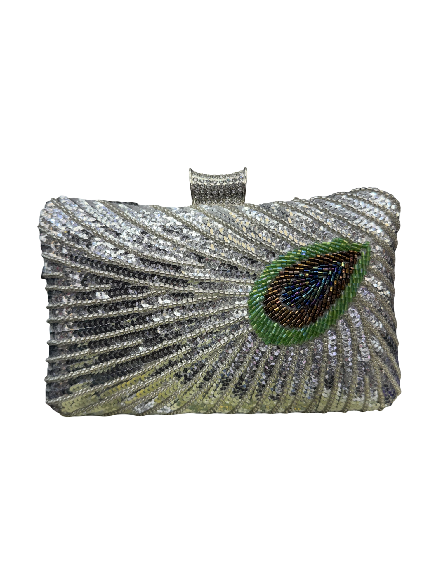 Peacock Feather Beaded Clutch
