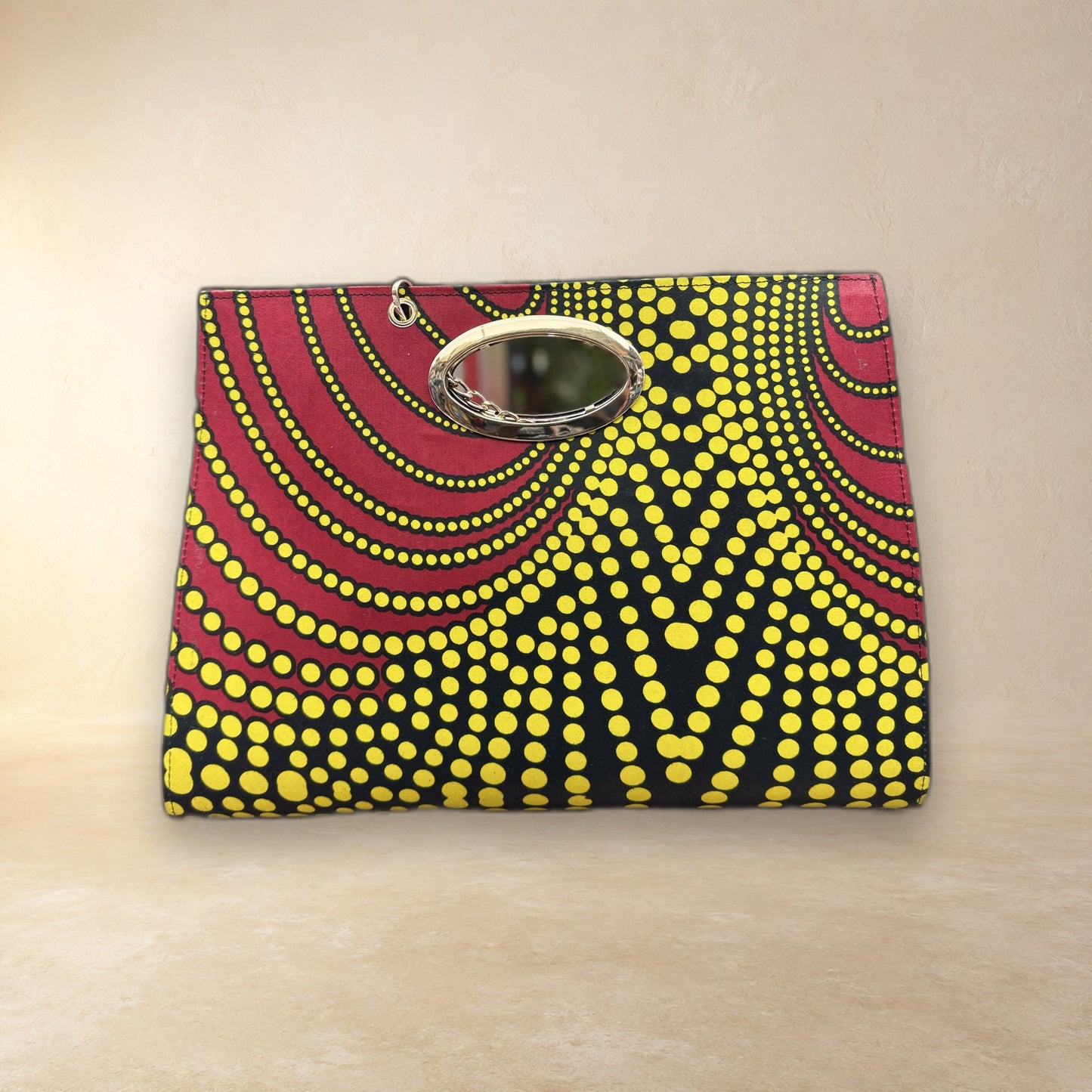African Wax Print Oval Handle Clutch