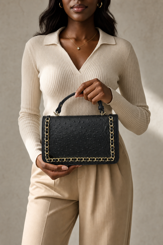 Ostrich Chain Border Bag