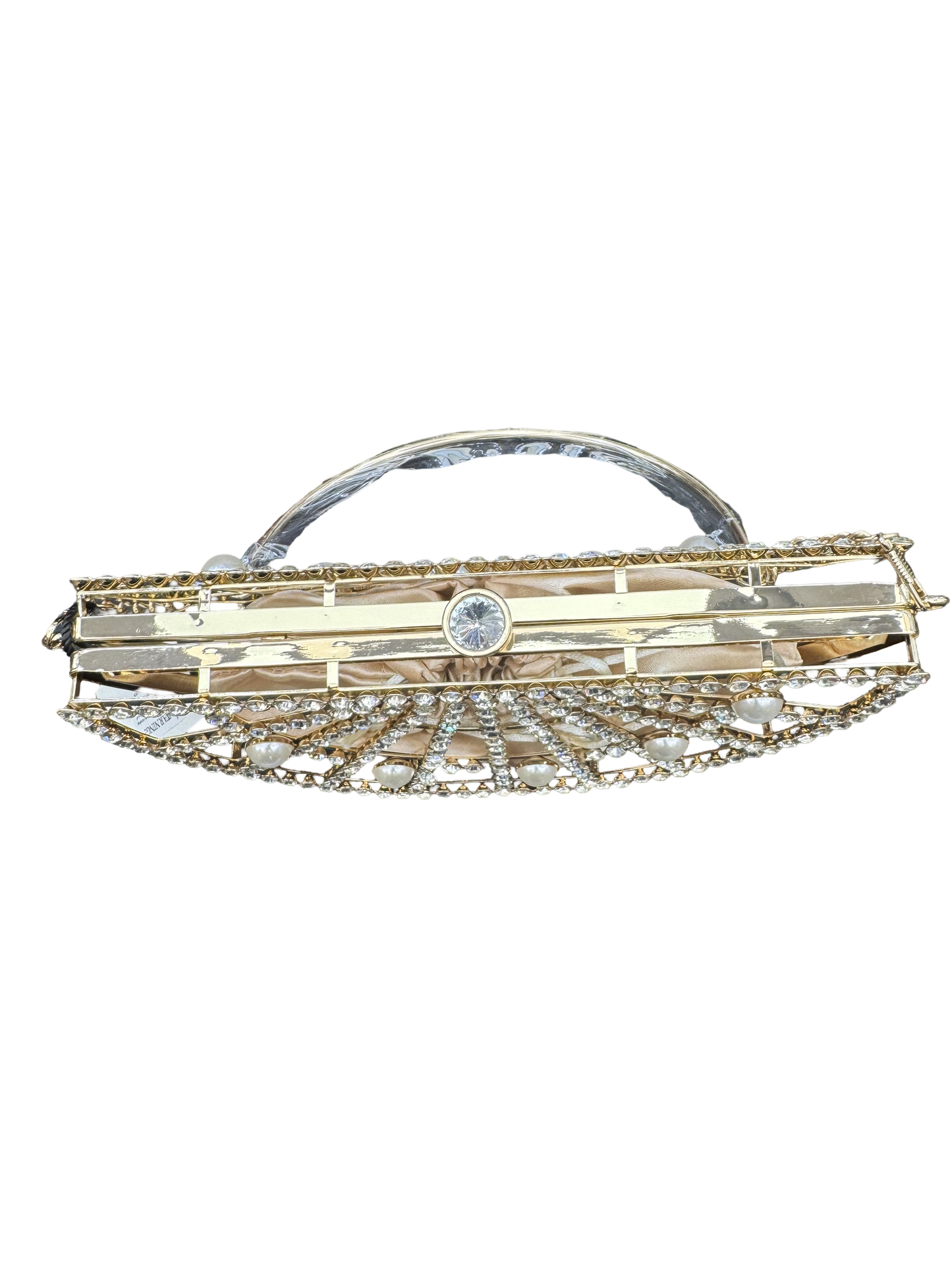 Celeste — Crystal & Pearl Half-Moon Clutch