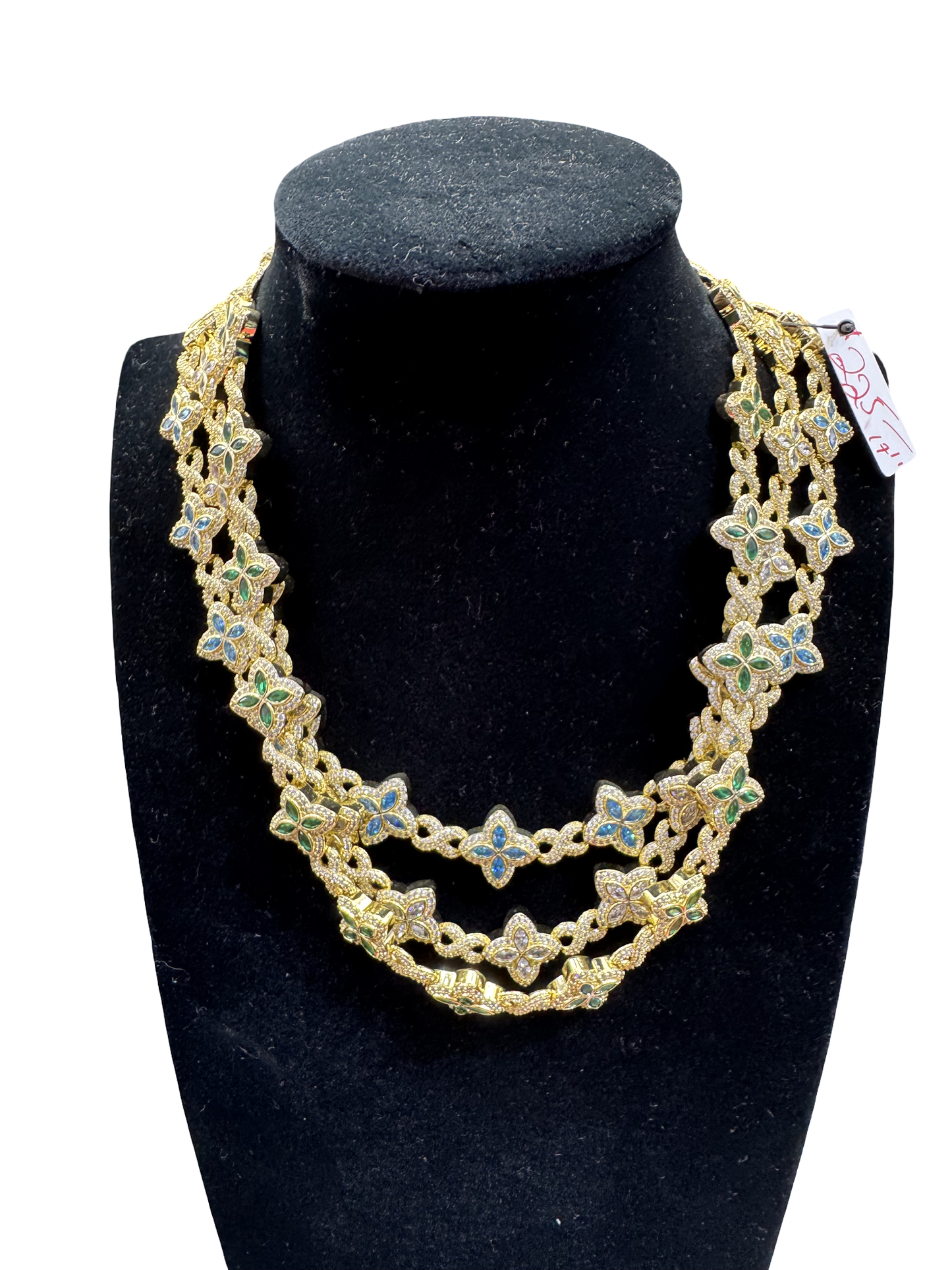 Gold Clover-Motif Layered Statement Necklace
