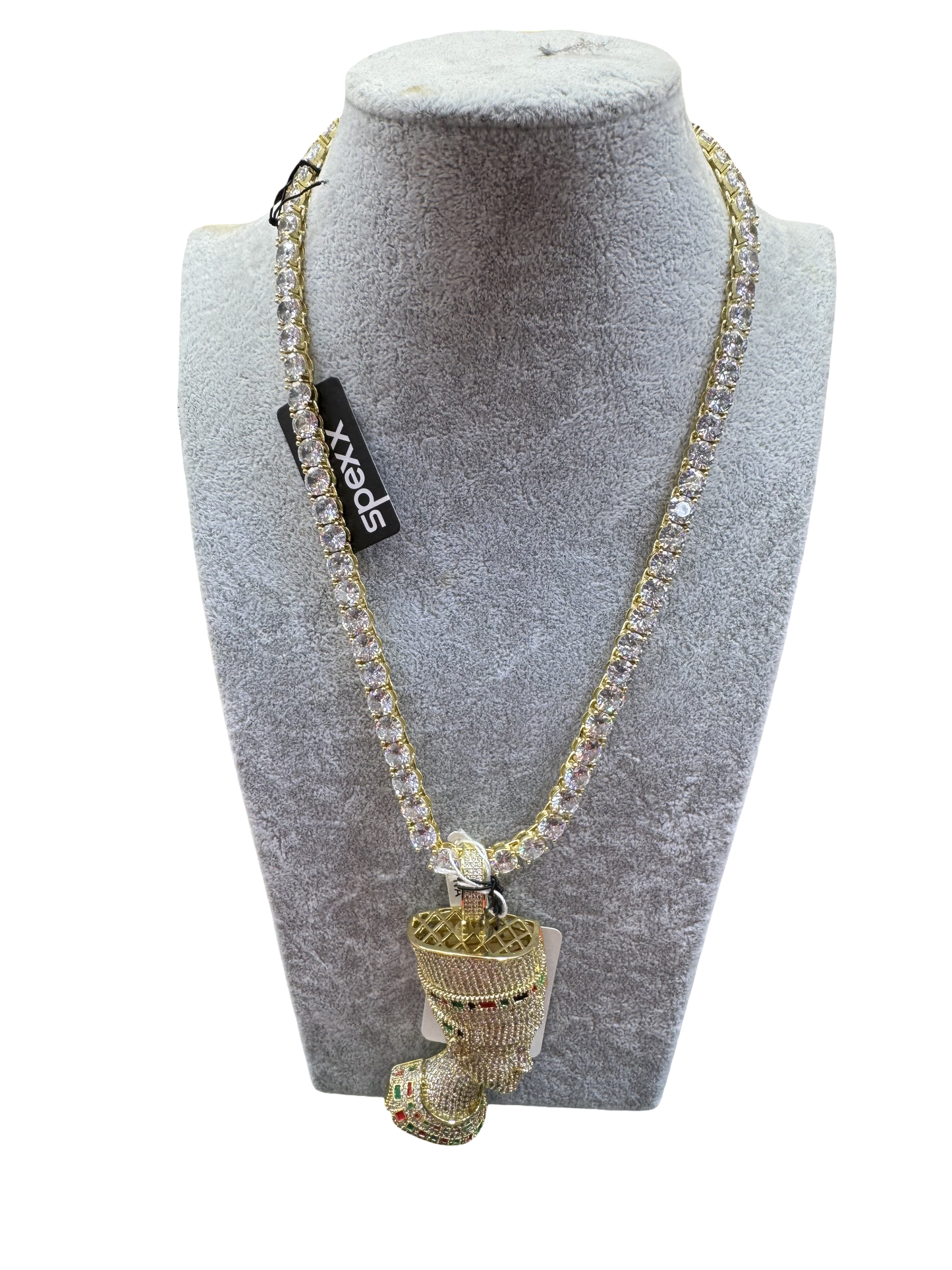 Gold Tennis Chain with Pendant