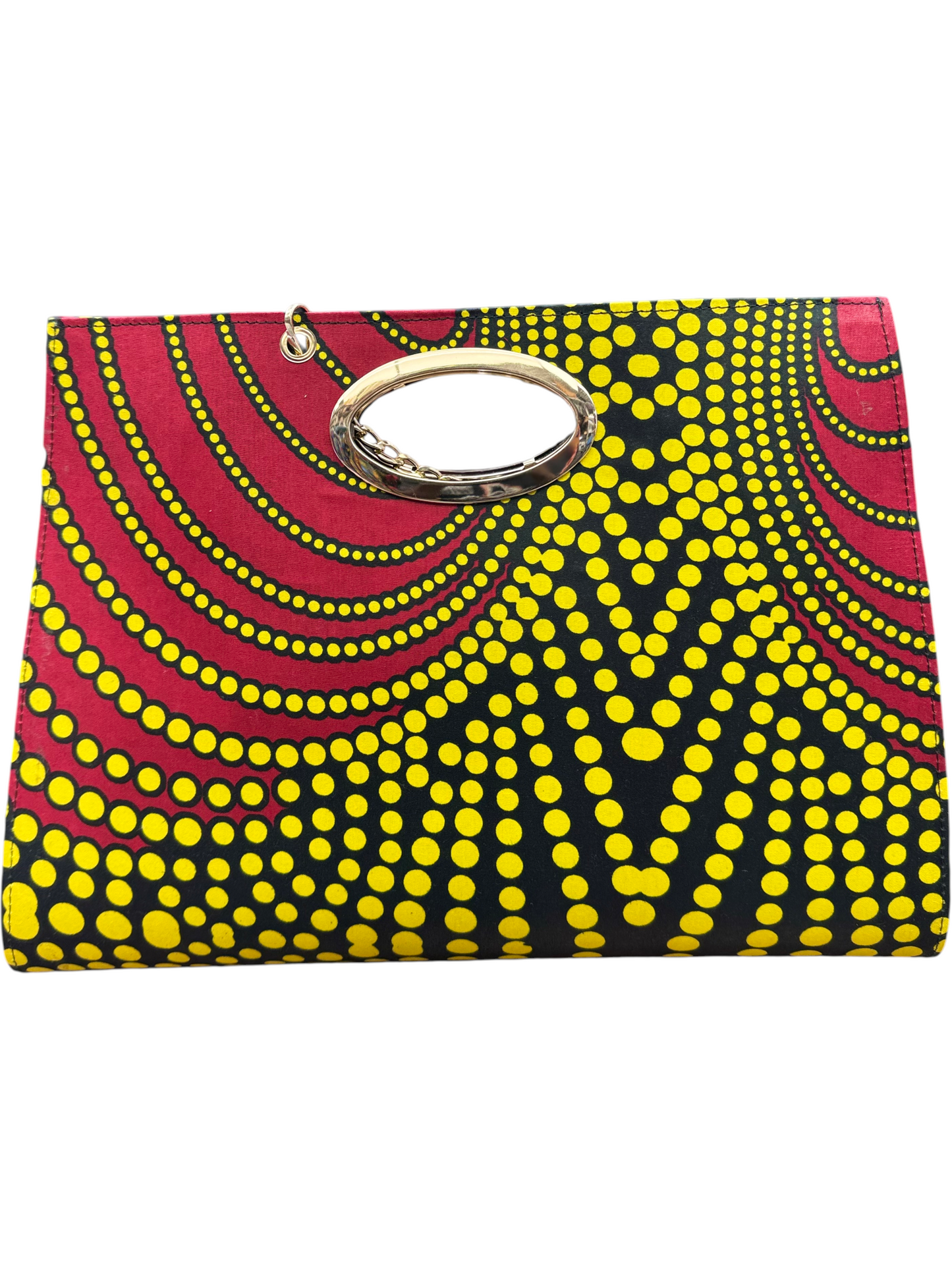 African Wax Print Oval Handle Clutch