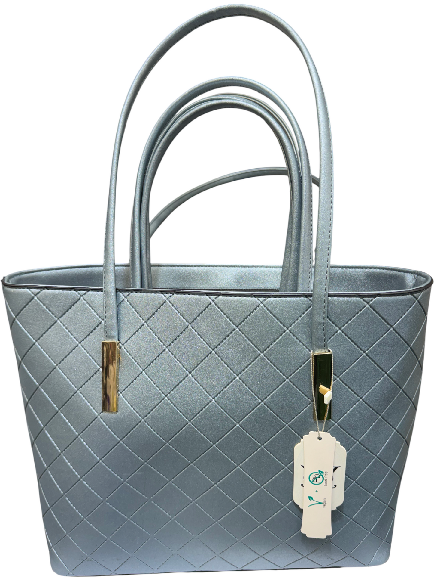 Diamond Quilted Gold Bar Tote