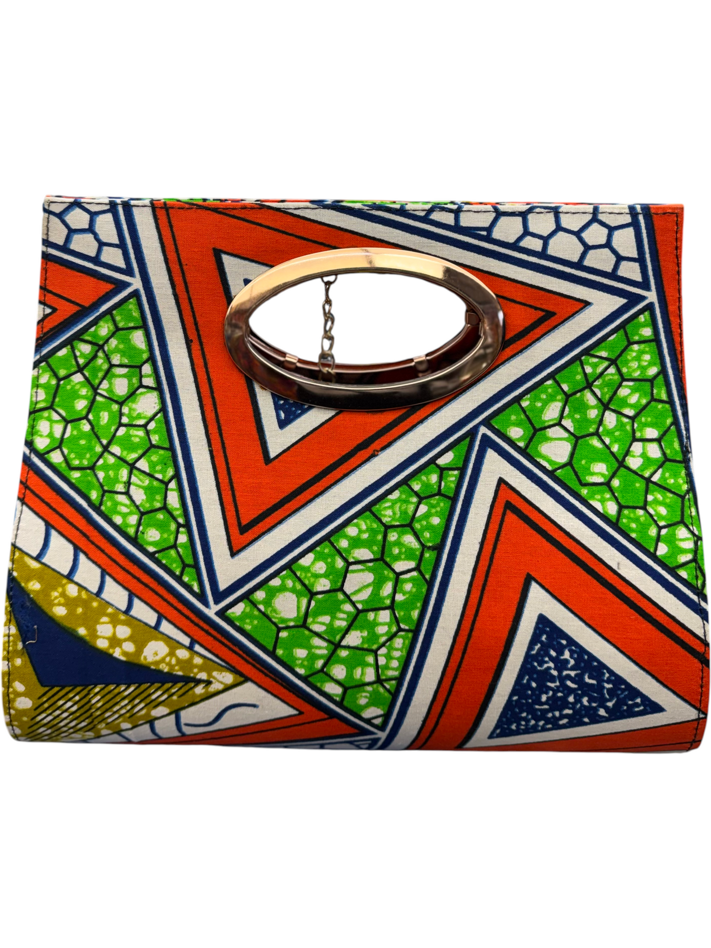 African Wax Print Oval Handle Clutch