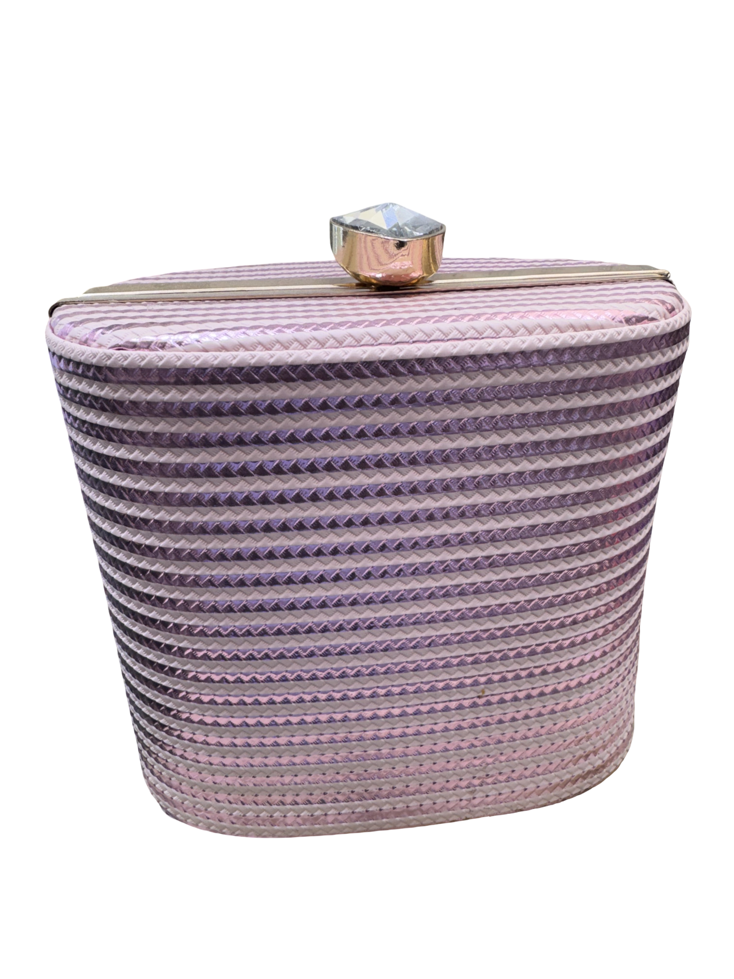 Crystal Heart Striped Clutch