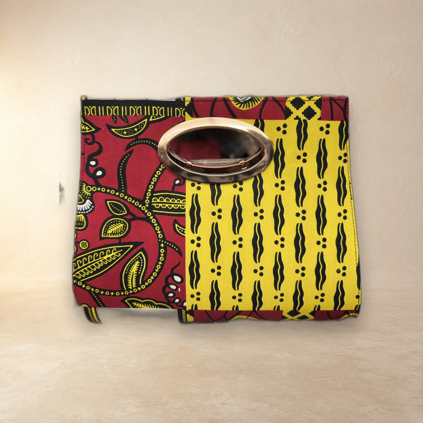 African Wax Print Oval Handle Clutch