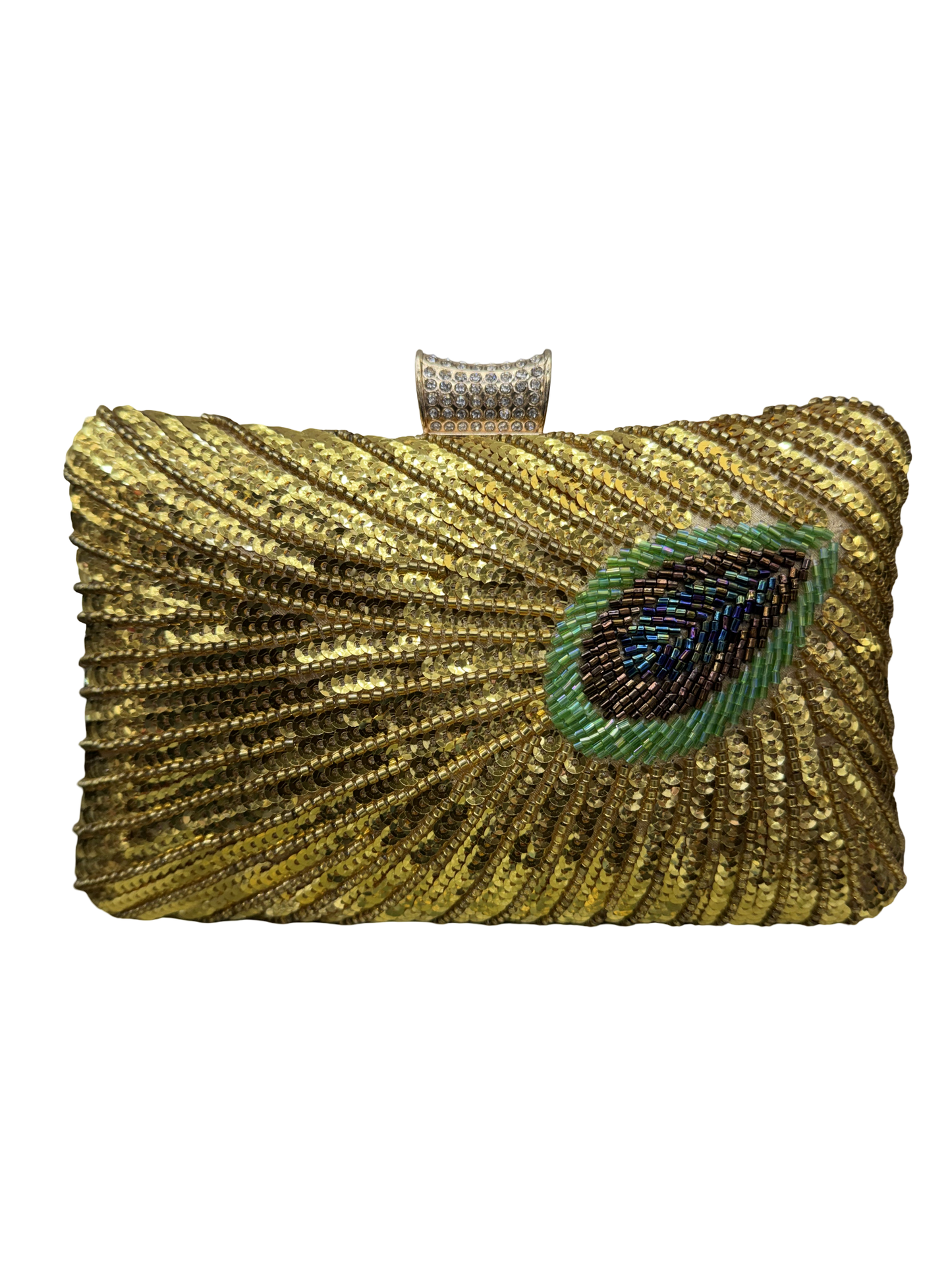 Peacock Feather Beaded Clutch
