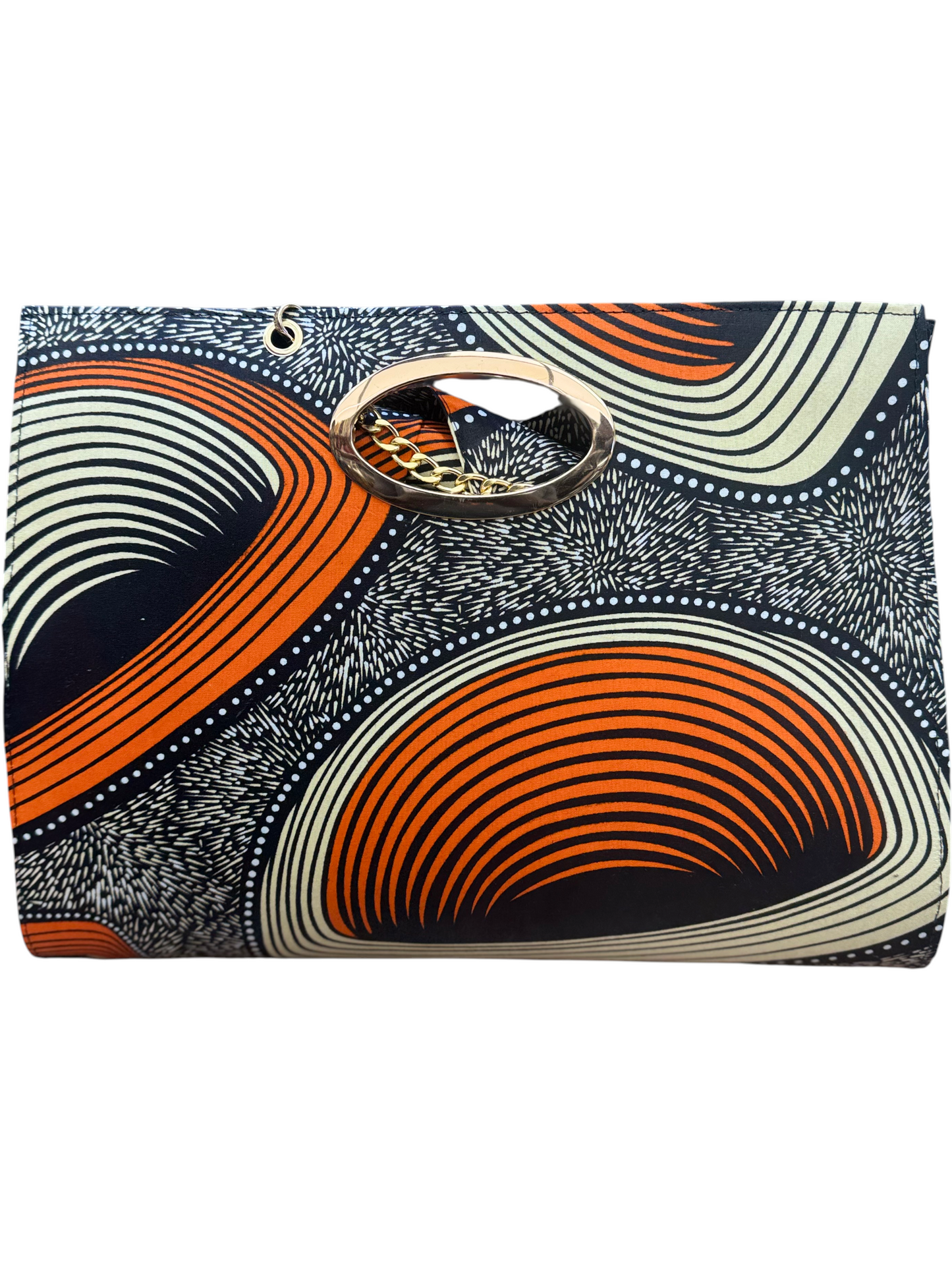 African Wax Print Oval Handle Clutch