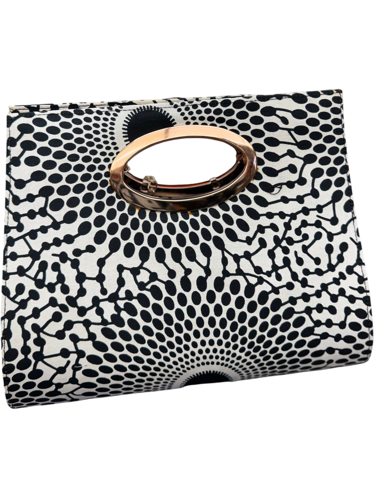 African Wax Print Oval Handle Clutch
