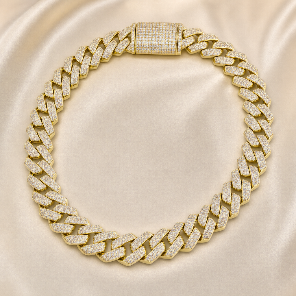 Gold Iced Cuban Chain & Bracelet Set