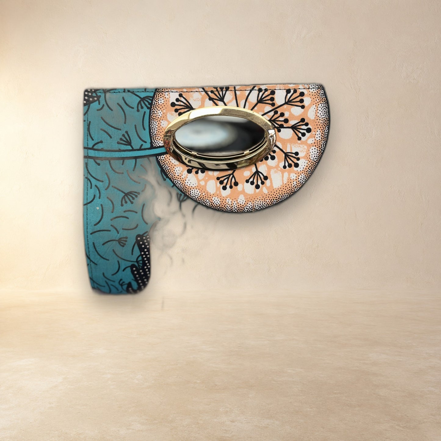 African Wax Print Oval Handle Clutch