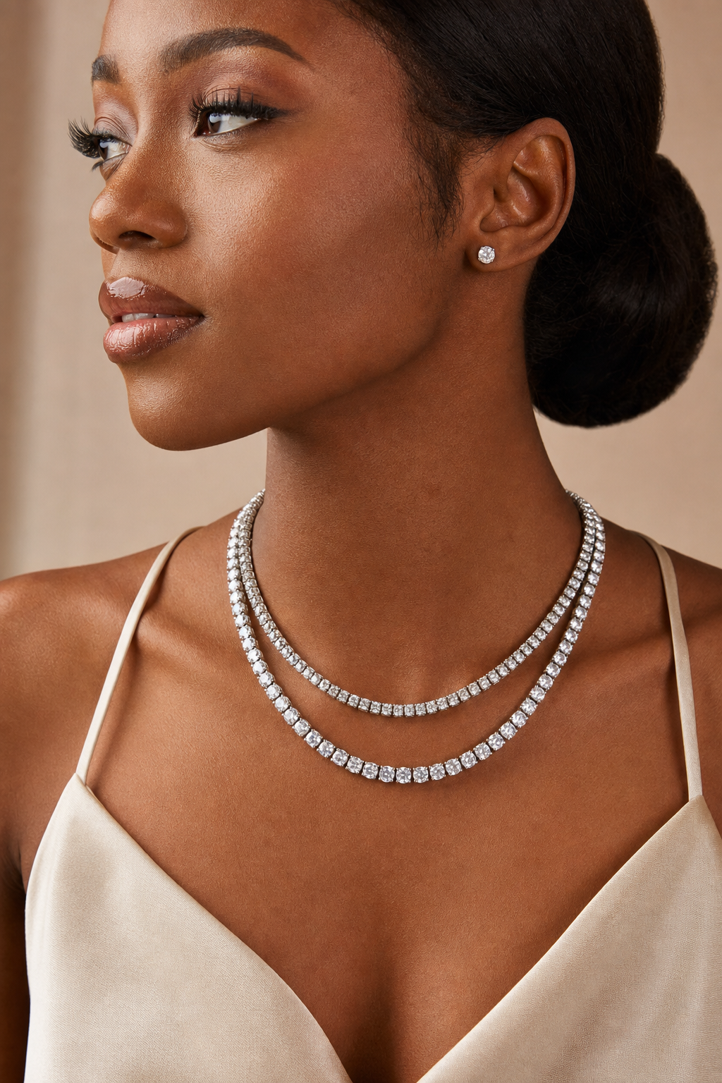 Silver Double Tennis Necklace