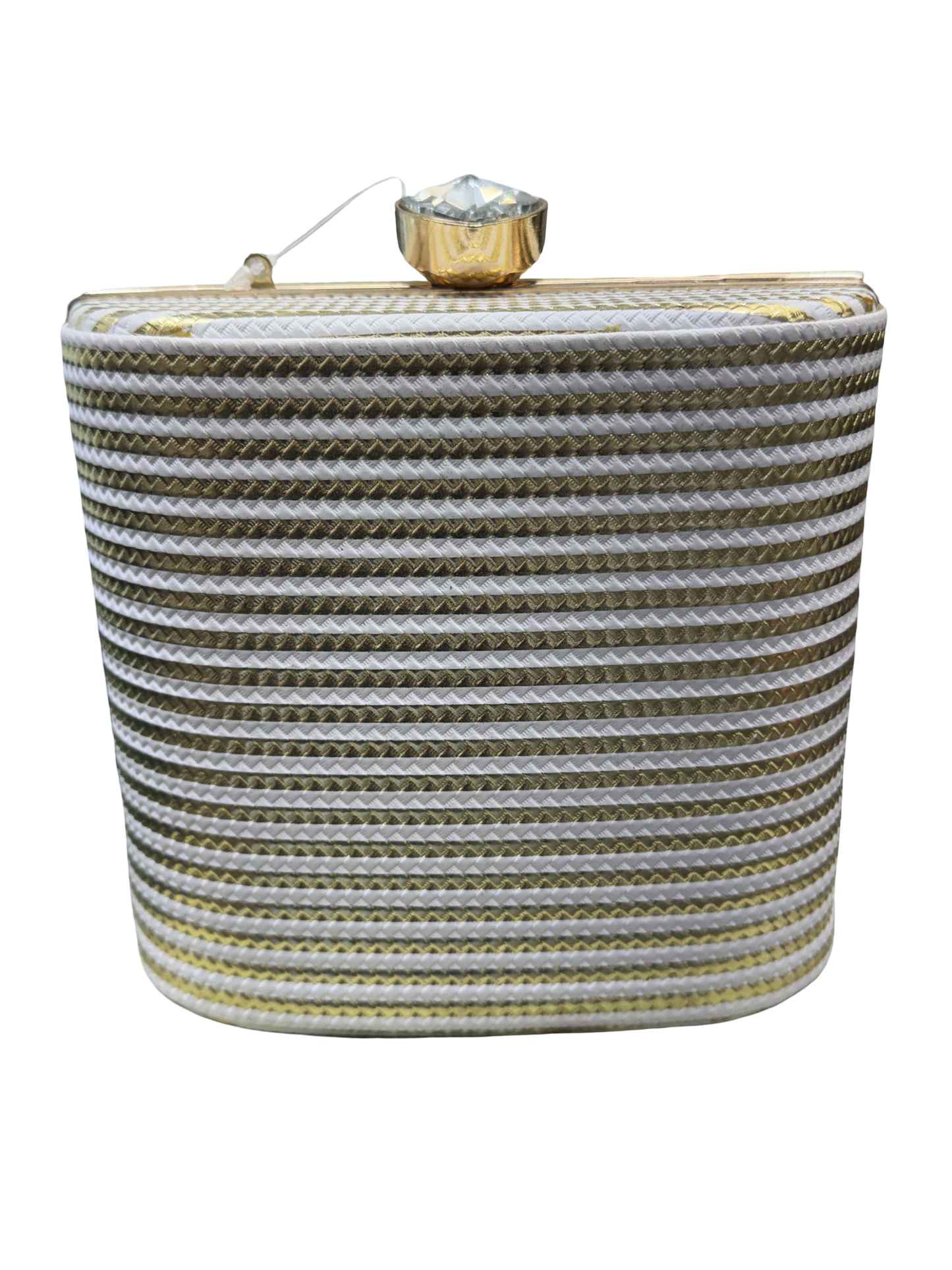 Crystal Heart Striped Clutch