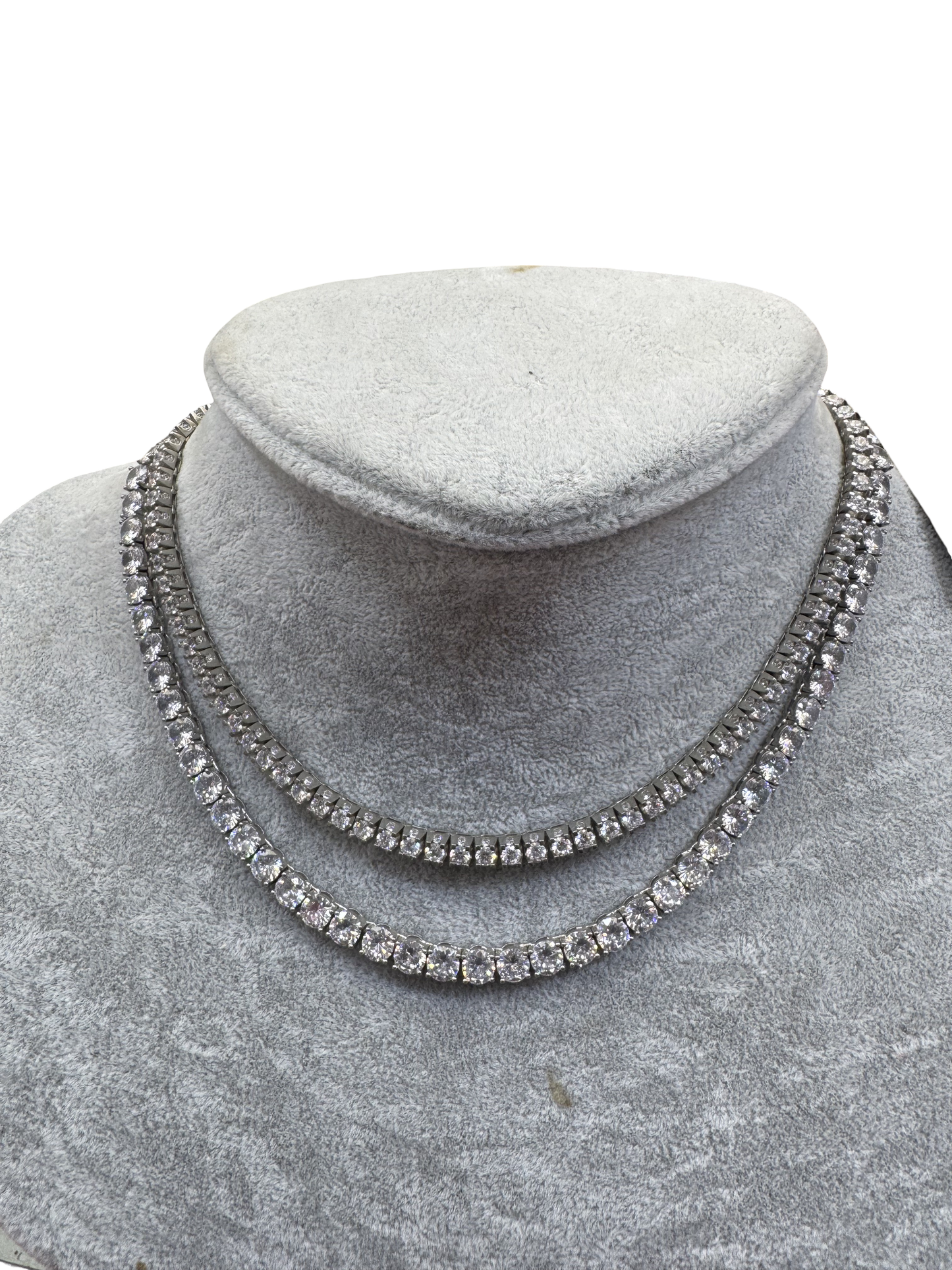 Silver Double Tennis Necklace