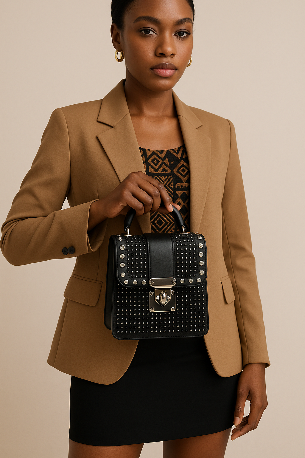 Black Studded Crossbody
