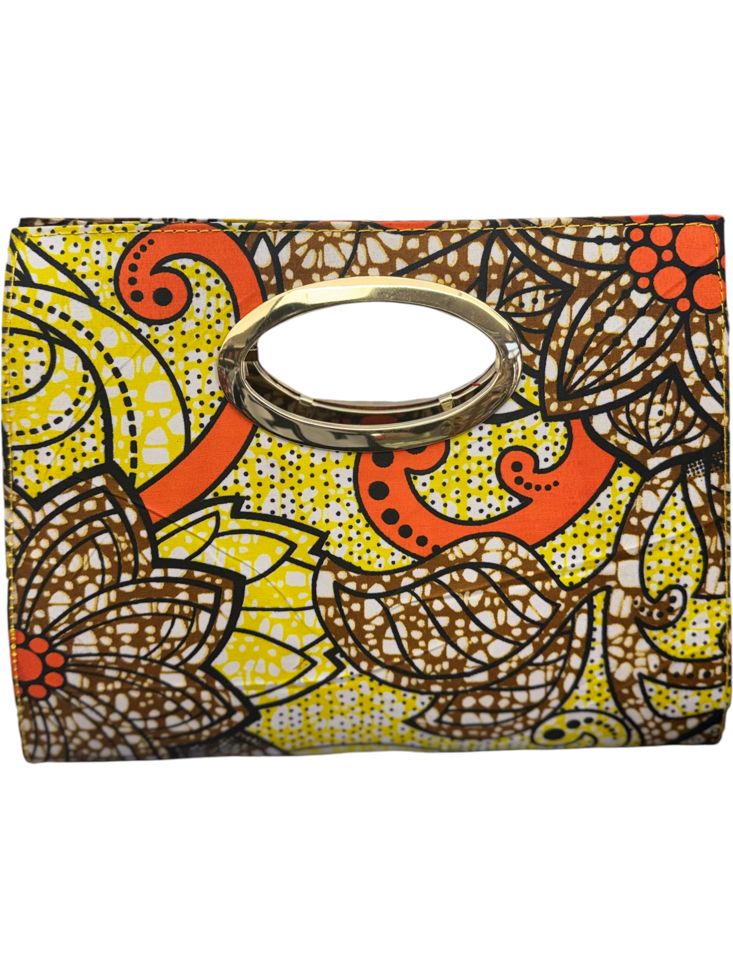 African Wax Print Oval Handle Clutch